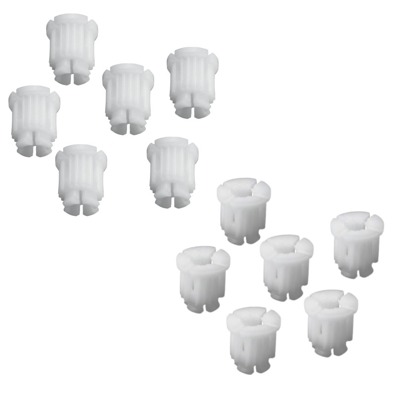 White plastic clip, bag of 10 pieces.