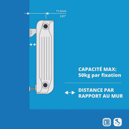 Supports muraux acier à visser avec caches GLOBAL 60210262