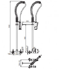 Mélangeur mural de grande cuisine avec douchette PRESTO