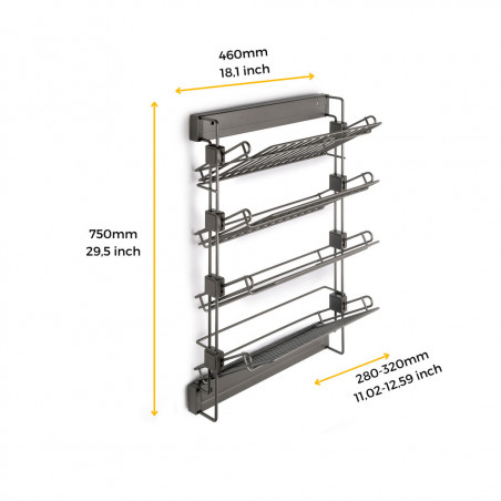 Range chaussures latéral gauche coulissant pour dressing QUARTZ Titane EMUCA