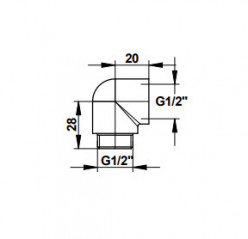 Coude chromé fileté mâle et femelle en 15x21