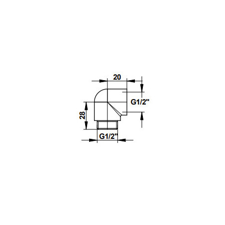 Coude chromé fileté mâle et femelle en 15x21
