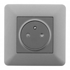 Prise 2 pôles + terre encastrable ZENITECH fonction ON/OFF modèle ARTEZO Titanium