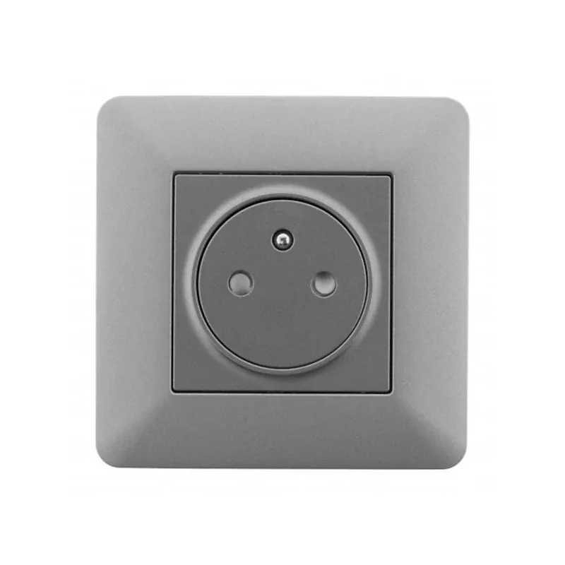 Prise 2 pôles + terre encastrable ZENITECH fonction ON/OFF modèle ARTEZO Titanium Prise 2 pôles + terre encastrable ZENITECH fonction ON/OFF modèle ARTEZO Titanium