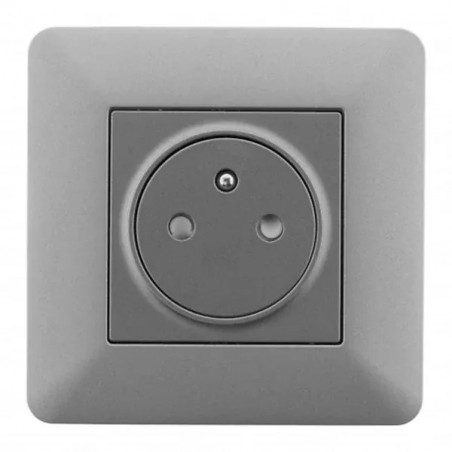 Prise 2 pôles + terre encastrable ZENITECH fonction ON/OFF modèle ARTEZO Titanium