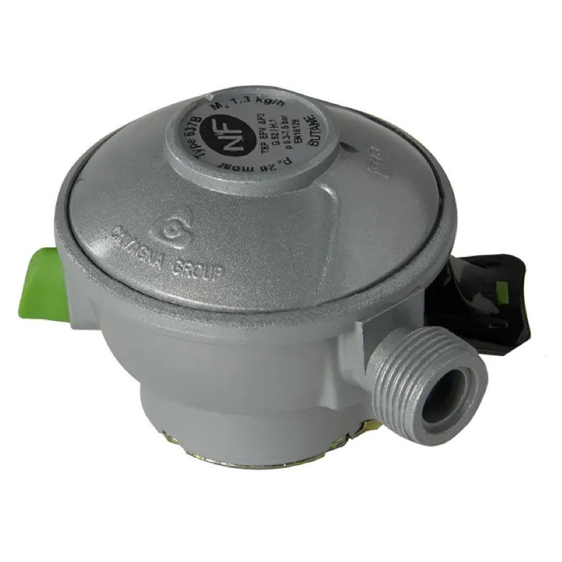 Butane pressure reducer Quick-on connection diameter 27 mm, M20x150 with nipple, 1.3kg/h