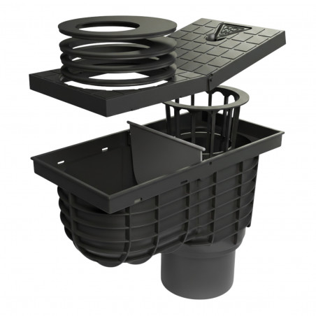 Récepteur d'eaux pluviales multifonction, évacuation Ø125