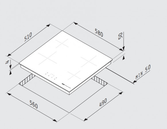 Table de cuisson vitrocéramique sensitive 4 foyers  FRIONOR