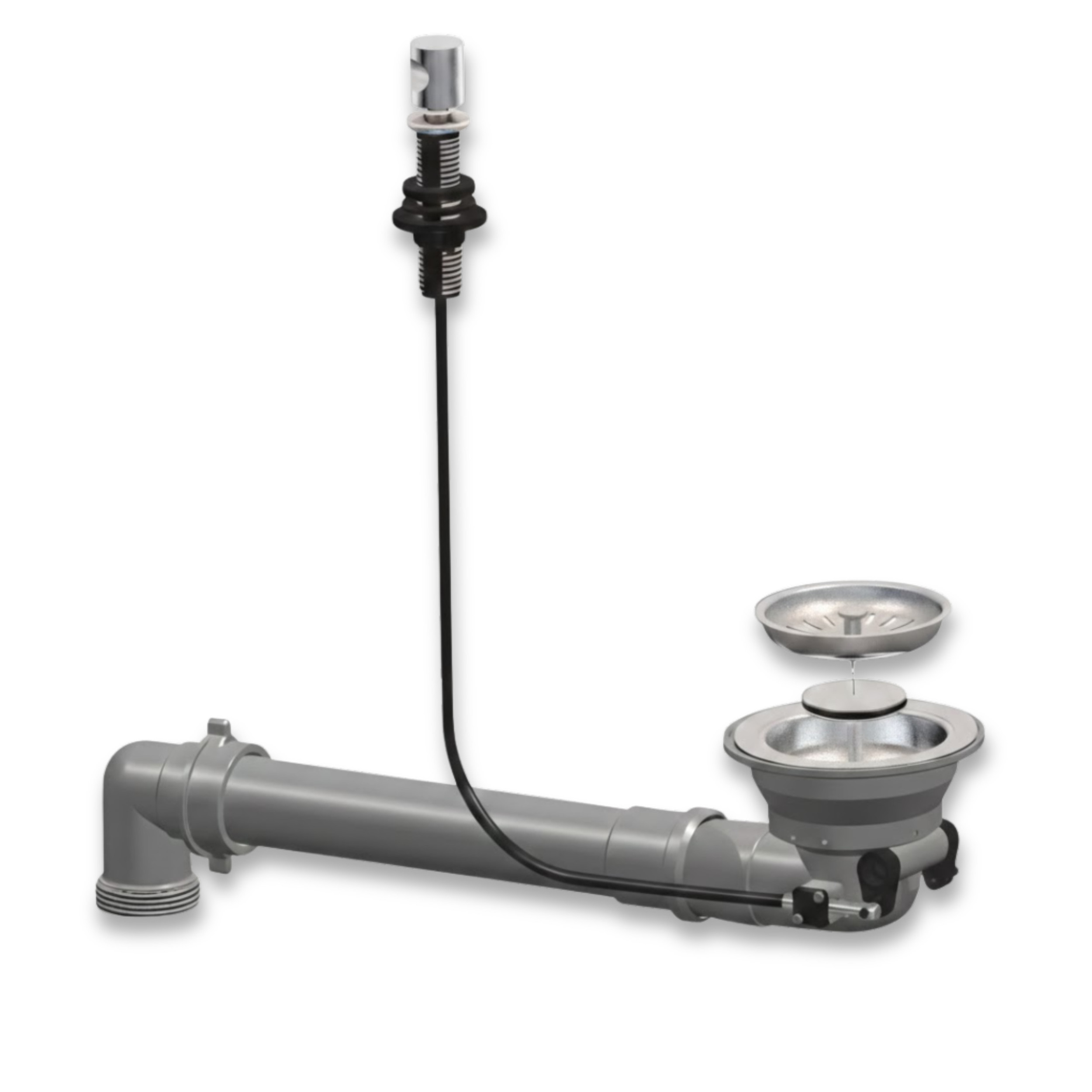 Bonde évier automatique à câble gain de place LIRA, nickel brilliant