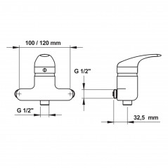 Renovation mixer, center distance 10 to 12cm, shower and sink 15x21, chrome-plated brass