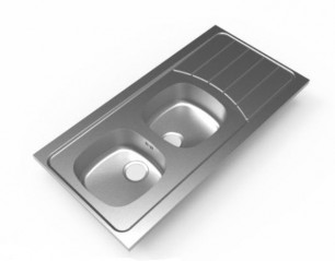 Evier inox à poser réversible 1200x600mm 2 cuves