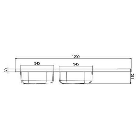 Evier inox à poser réversible 1200x600mm 2 cuves