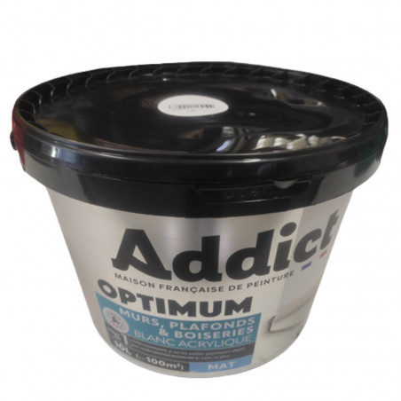 Pintura acrílica para paredes, techos y molduras ADDICT Optimum 10L blanco mate ADDICT' PEINTURE ADDP115108