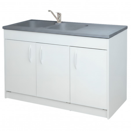 Meuble sous évier KIT en 120cm blanc GENTE 3 portes