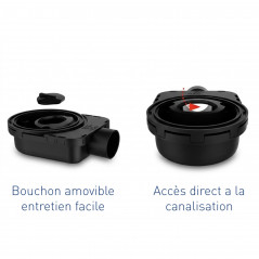Bouchon pour bonde de douche Valentin ultra-plate Smart, élastomère noir