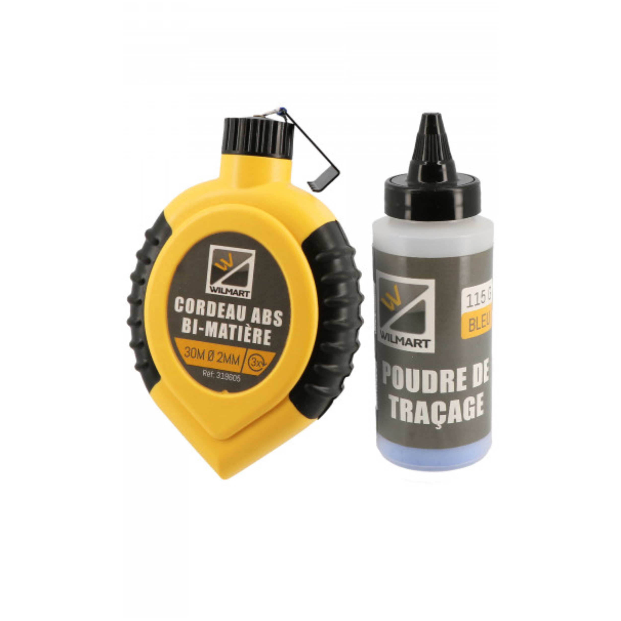 Cordeau bi-matière fil coton 30 m avec poudre à tracer 115 g Cordeau bi-matière fil coton 30 m avec poudre à tracer 115 g