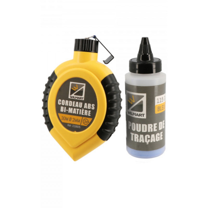 Cordeau bi-matière fil coton 30 m avec poudre à tracer 115 g Cordeau bi-matière fil coton 30 m avec poudre à tracer 115 g