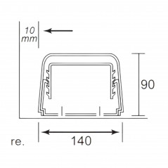 Goulotte climatisation 140 x 90 mm PVC rigide, blanc crème RAL 9001, 2 mètres
