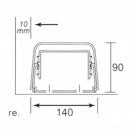 Goulotte climatisation 140 x 90 mm PVC rigide, blanc crème RAL 9001, 2 mètres
