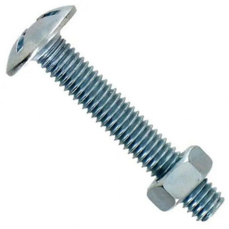 Boulon poêlier en acier zingué 8x80mm VYNEX sachet de 3 pièces avec écrous