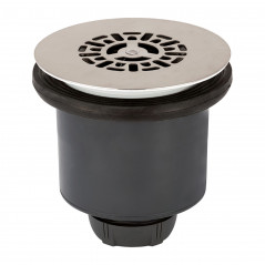 Bonde de douche 90 mm, sortie verticale 40 mm TOURBILLON, grille plate inox brossé