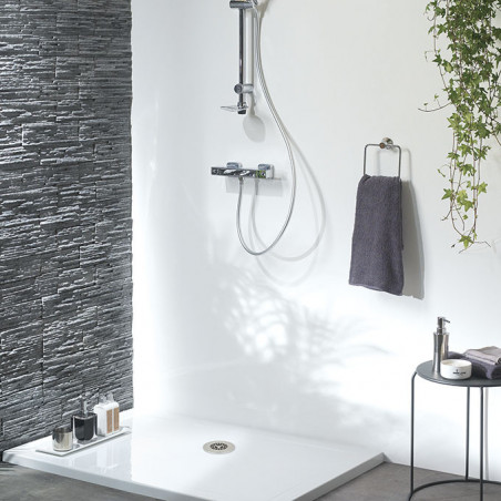 Bonde de douche 90 mm, sortie verticale 40 mm TOURBILLON, grille plate inox brossé