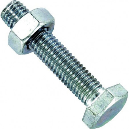 Boulon à tête hexagonale en acier zingué 8x80mm VYNEX sachet de 3 pièces avec écrous