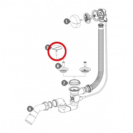 Clapet sourire 70 mm vidage baignoire, réglable 47 à 65 mm, chromé NICOLL 9887806 - Image 3/6