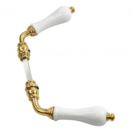 Béquille double poire en porcelaine blanche et laiton poli DT 250157