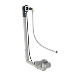 Vidage automatique de baignoire GEBERIT avec actionnement rotatif et arrivée d'eau, D: 52mm L: 28cm avec rallonge vertical...