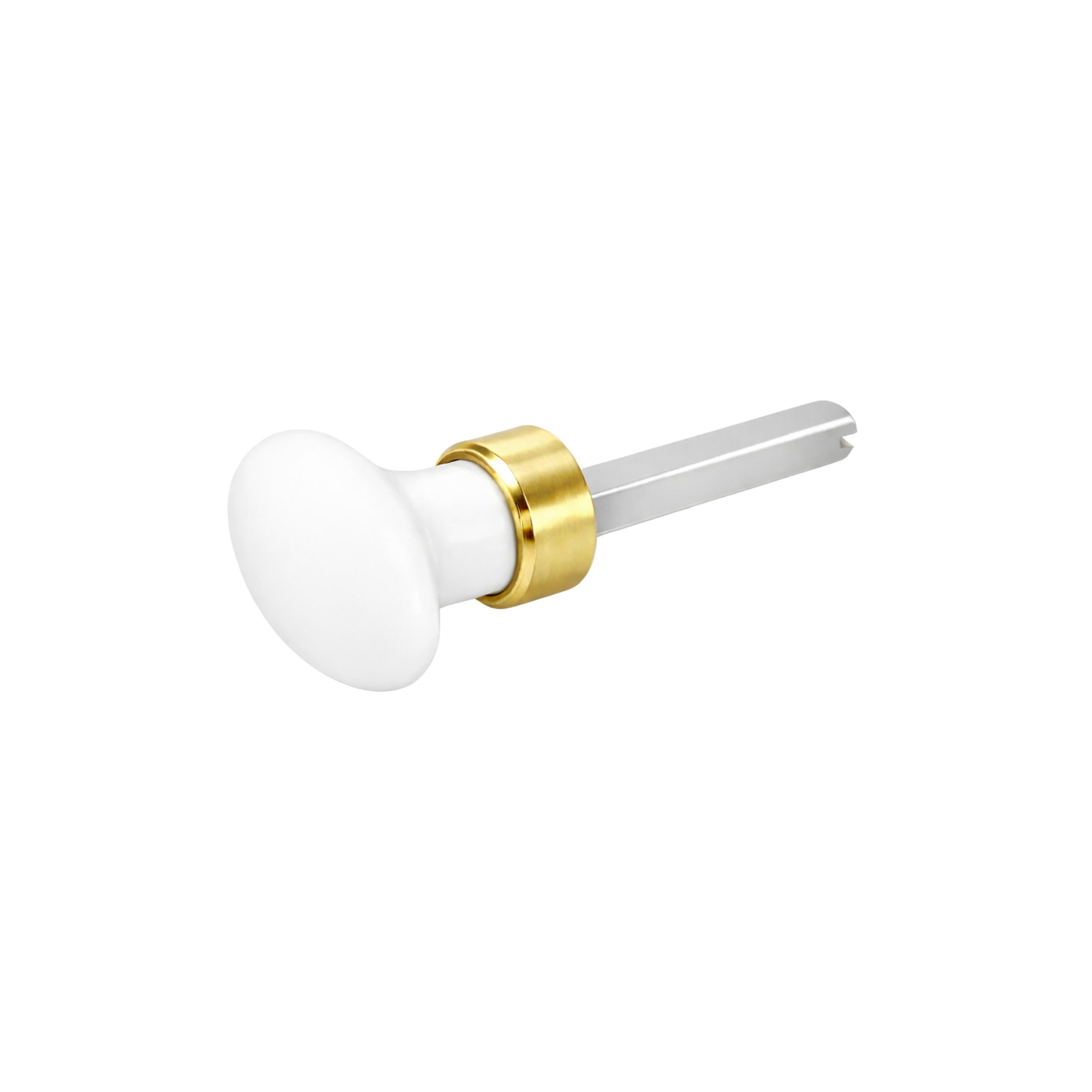 White oval blocking button in porcelain and polished brass DT 150143