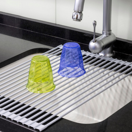 Egouttoir à vaisselle 330x520 mm flexible enroulable en silicone et acier gris EMUCA 8939221 - Image 8/10