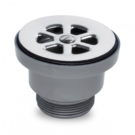 Ablaufventil für Spüle 60 mm Ausgang 40x49, Edelstahlgitter 70 MM