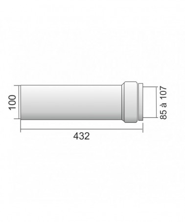 Tubo diritto di scarico WC, manicotto lungo maschio diametro 100 mm, 40 cm