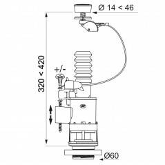 Mécanisme de chasse d’eau MW2 WIRQUIN, double chasse 3/6 L à câble
