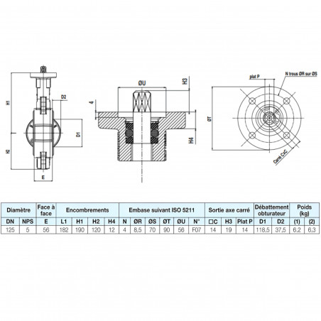 Butterfly valve Sylax in cast iron, DN125, PN10/16/ASA 150
