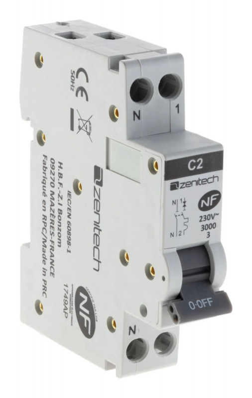 Interruttore 3KA fase/neutro 2 Ampere ZENITECH