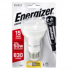 Bombilla LED reflector R63 E27, 630 lúmenes, 2700K, 7.8W/50W ENERGIZER ES13022