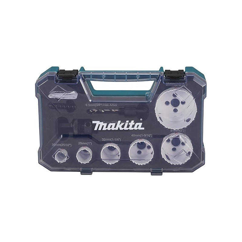 Koffer met 6 bi-metaal kroonboren diameter 20/25/32/40/51/65mm MAKITA met gereedschapsdrager