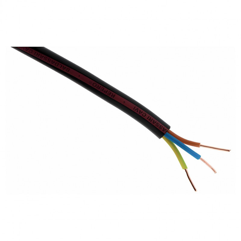 Câble électrique U-1000 R2V 3G1,5 mm² noir, demi touret de 100 m