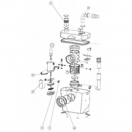 Black coupling 46/40mm replacement for macerator BL120163
