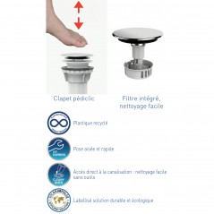 VALENTIN Pedal Drain without overflow for freestanding bathtub, chrome