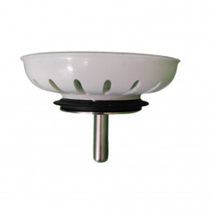White basket for manual kitchen sink drain RAL 9001 diameter 83mm LIRA