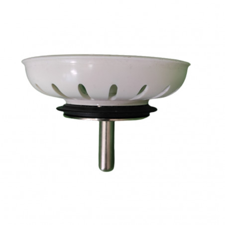 White basket for manual kitchen sink drain RAL 9001 diameter 83mm LIRA