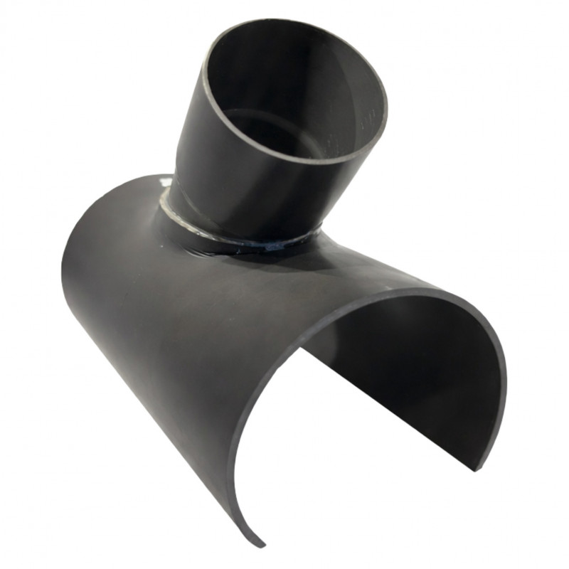 Selle de branchement PVC 140x125 mm a 45 grados, largo de 38 cm