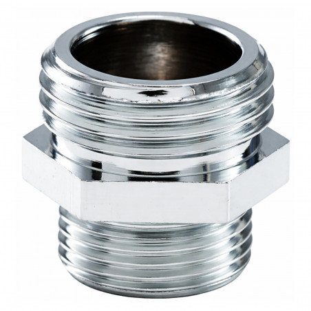 Chrome-plated brass double male nipple 15x21, 20x27 RIQUIER 3147