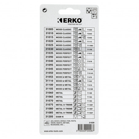 Lame per seghetto alternativo 75 mm ERKO legno preformato taglio dritto, 5 pezzi 31030 - Immagine 4/4