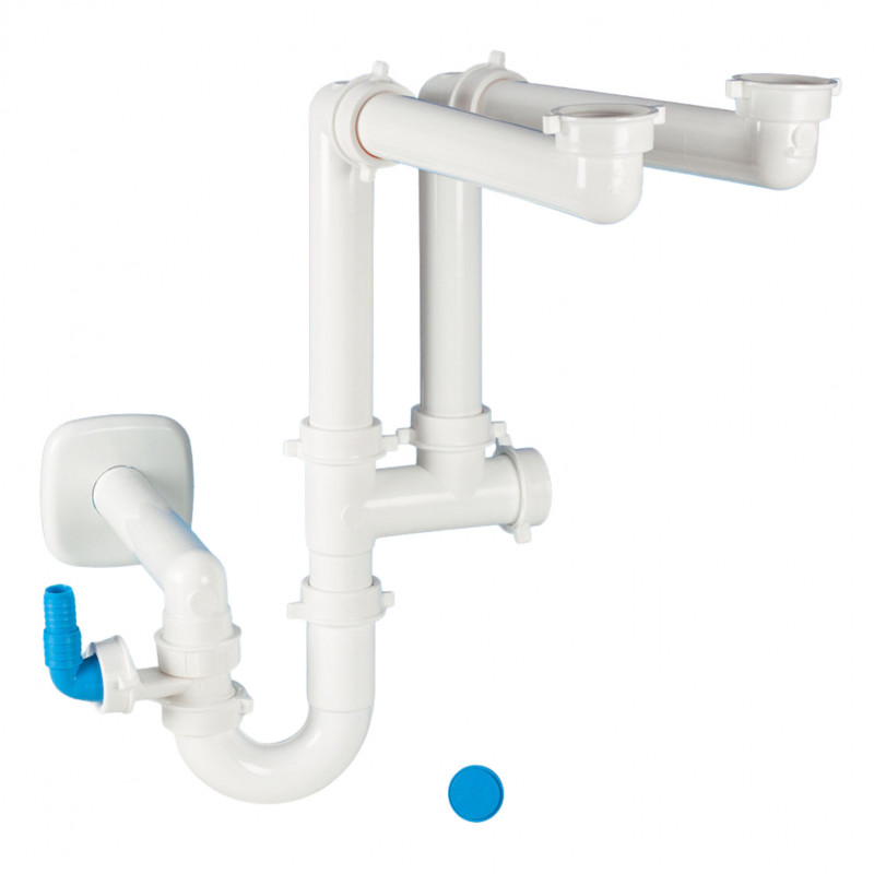 SPAZIO 2/35" SPACE-SAVING SIPHON FOR 2-BOWL SINK A/ MAL SOCKET