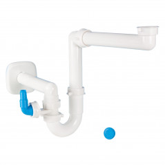 Scarico lavello 1 vasca, tubazione salvaspazio con sifone e presa per lavatrice LIRA 9.1279.B21 - Immagine 1/4