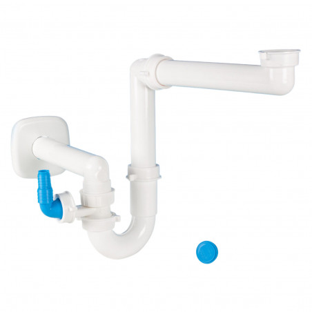 Vidage évier 1 cuve, tubulure gain de place avec siphon et prise lave-linge LIRA 9.1279.B21 - Image 1/4